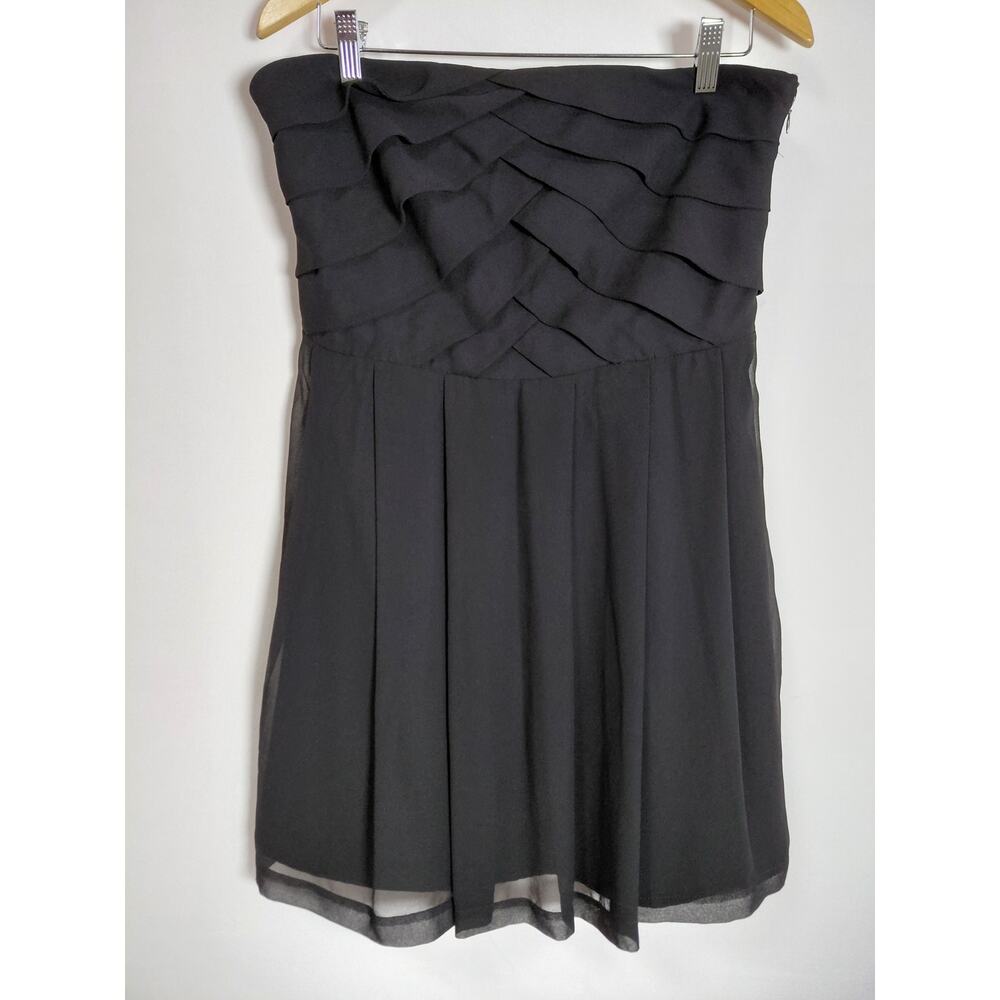 LR9 EXPRESS Black Strapless Dress Solid Chiffon Knee Length Women Size 12